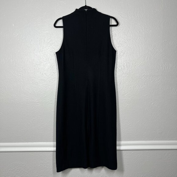 Banana Republic Black 100% Wool Mock Neck Sleeveless Midi Length Dress - Picture 7 of 11